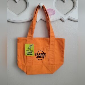 Trader Joe's Orange Canvas Mini Tote Bag
